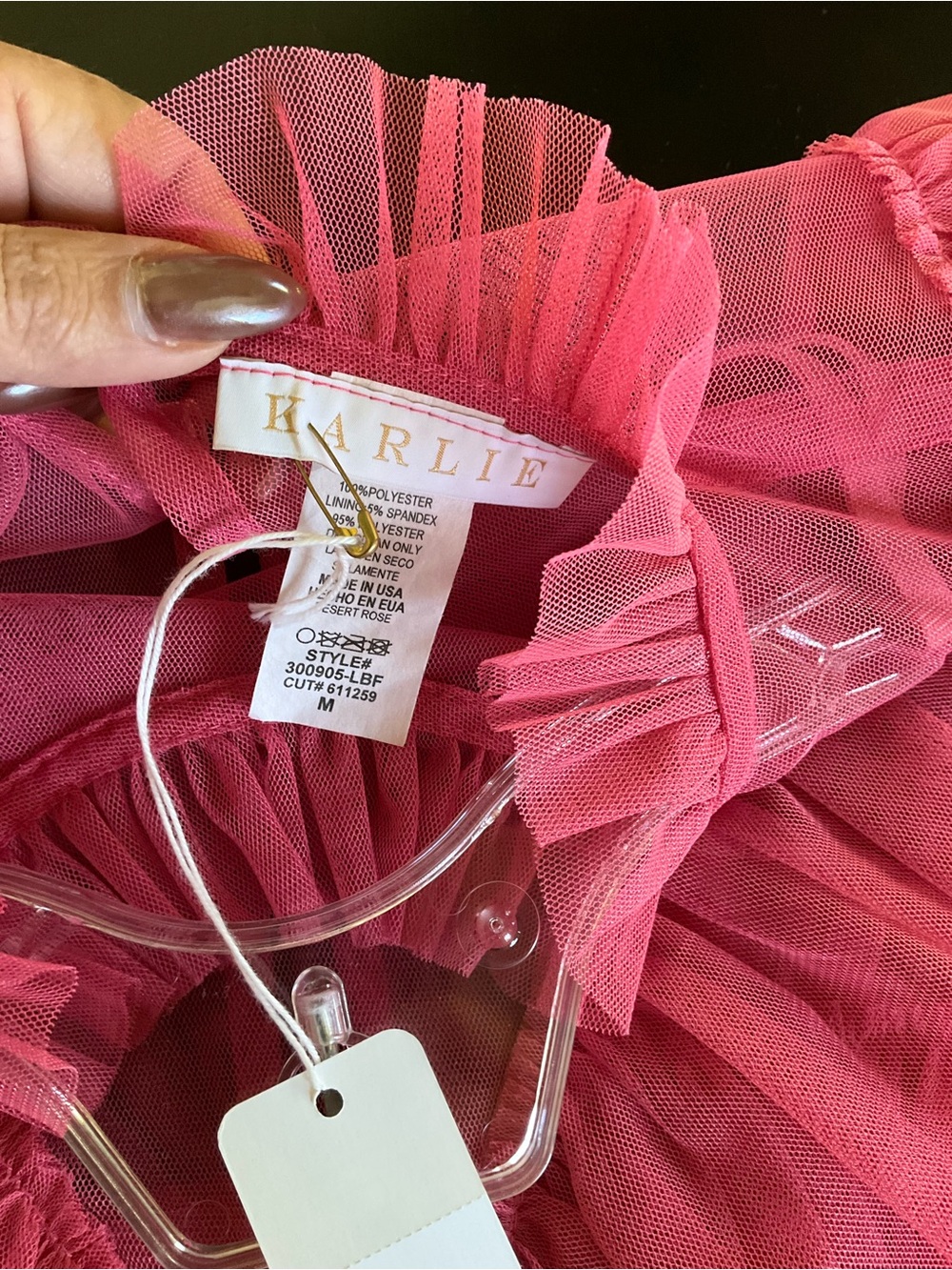 Karlie Coral Pink Ruffle Mesh Dress - Picture 6 of 11